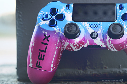 blue and pink ps4 controller